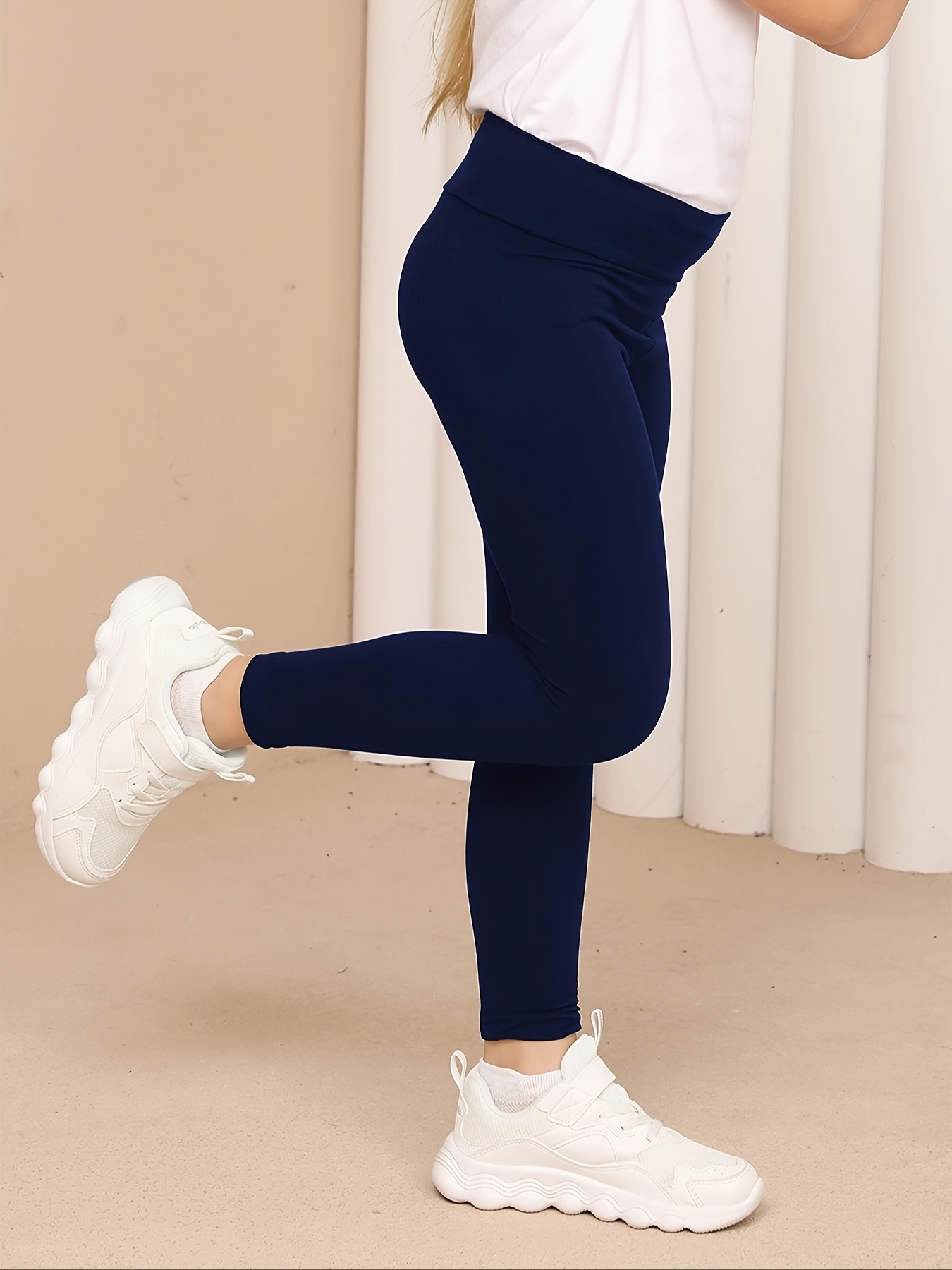 Girls' Super Soft High-Stretch Leggings Solid Black Tight Pants with  Elastic Waistband Stretchy Leggings for Girls, Everyday Formal Ou