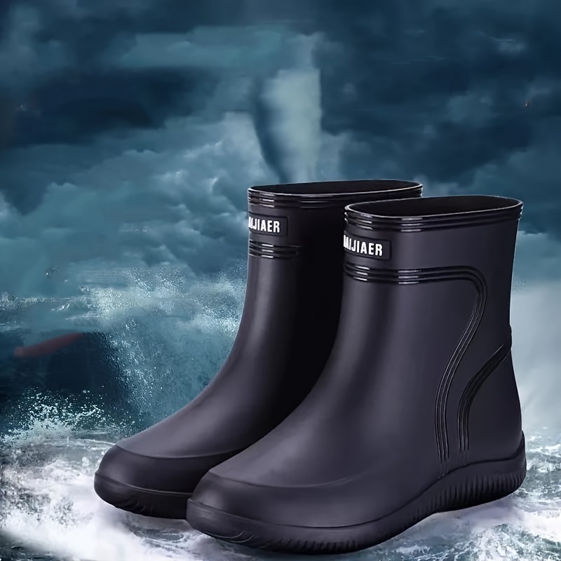 Mens Rain Boots Waterproof Non Slip Rubber Sole Outdoor Rain Shoes