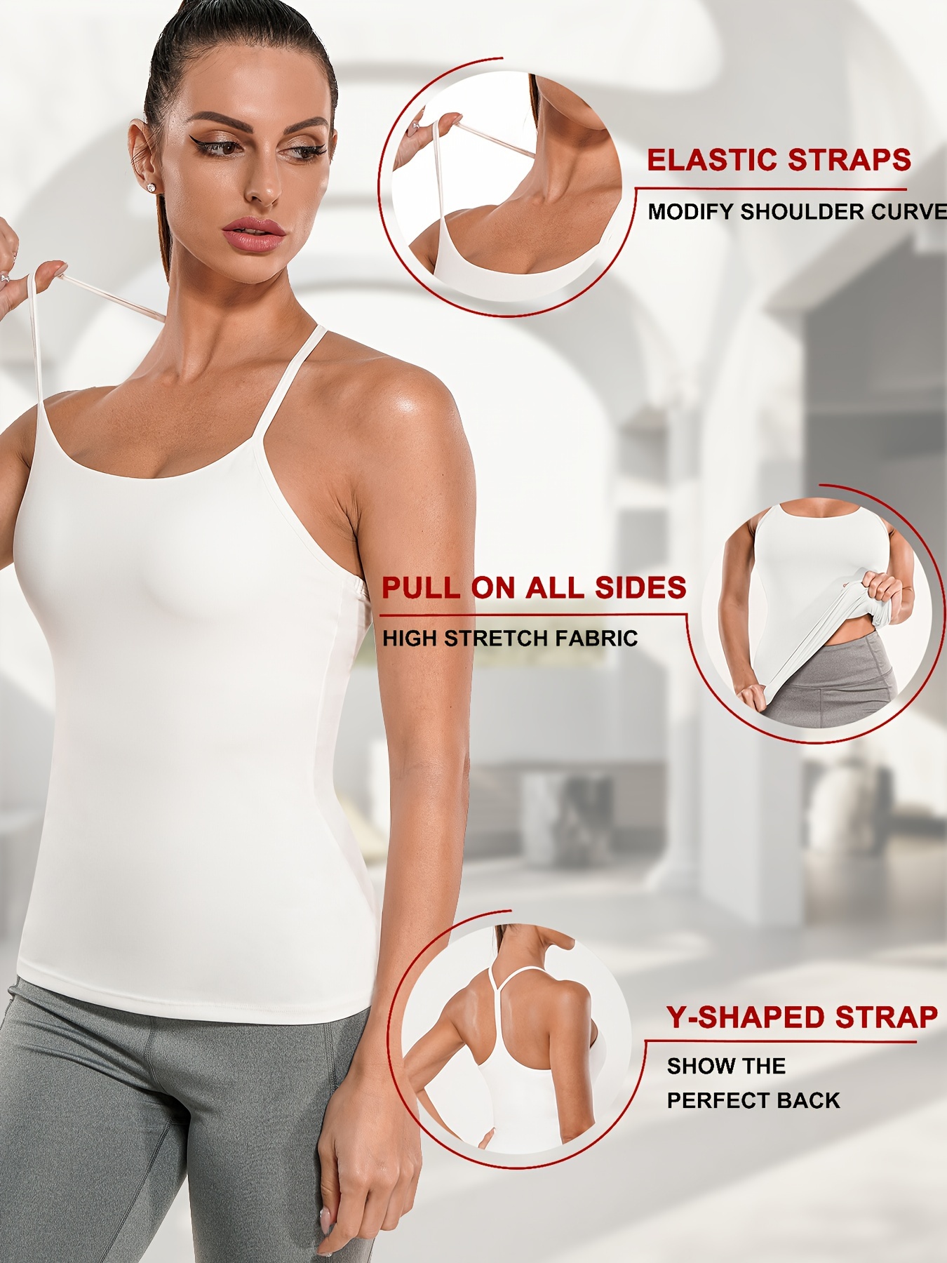 Women's Workout Tank Tops with Shelf Bra Cross Back Athletic Yoga Cami Shirt  