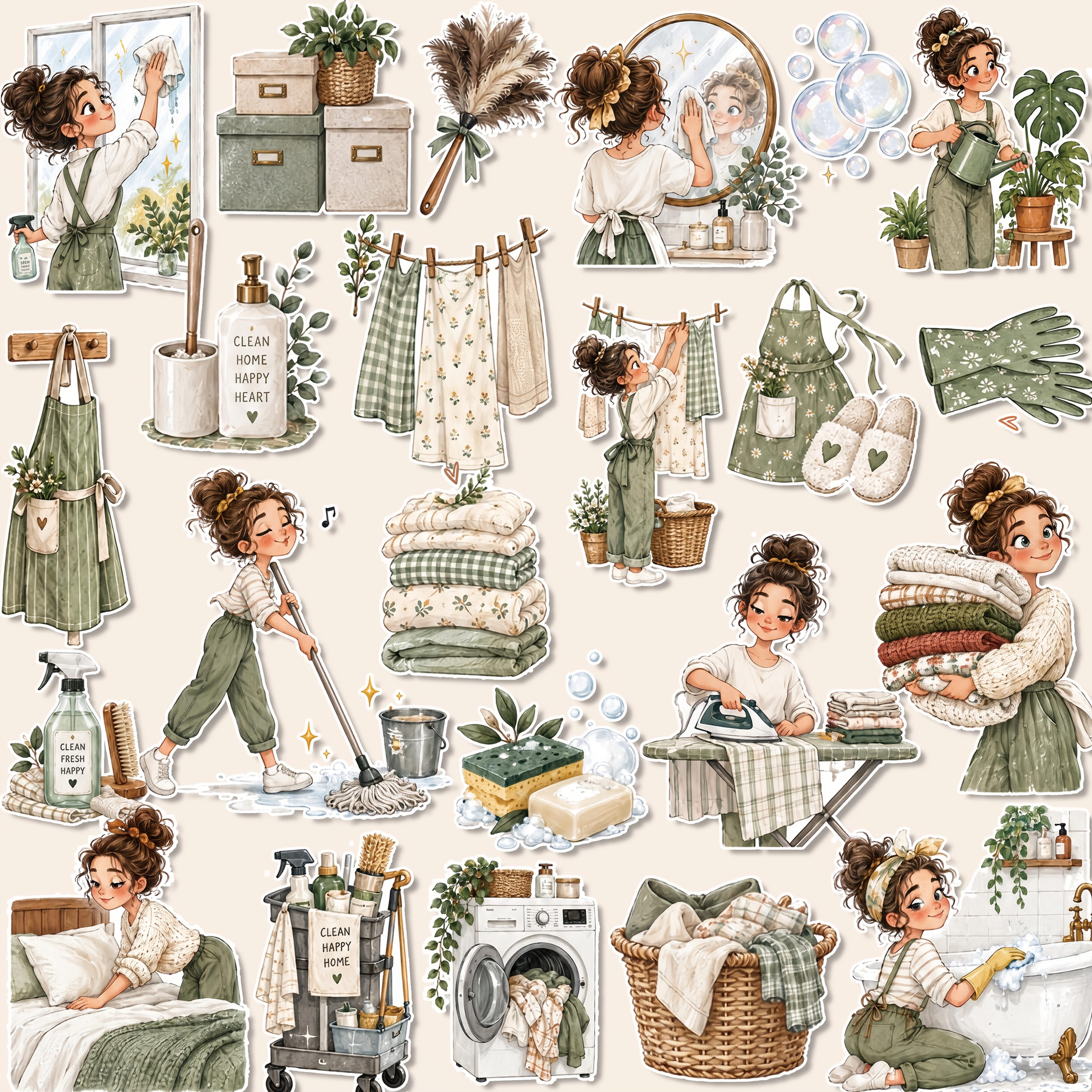 TEMU 1 Set, Cleaning Chore-themed Stickers, Planner Stickers, Office Stickers, Friendship And Love Gift Stickers, Packaging Stickers, Holiday Party