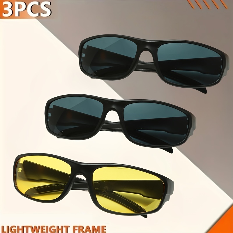 3PCS Sports Sunglasses For Men & Women, Night Vision Glasses, Windproof  Sunglasses For Cycling, Baseball, Running, Fishing, Golf & Driving