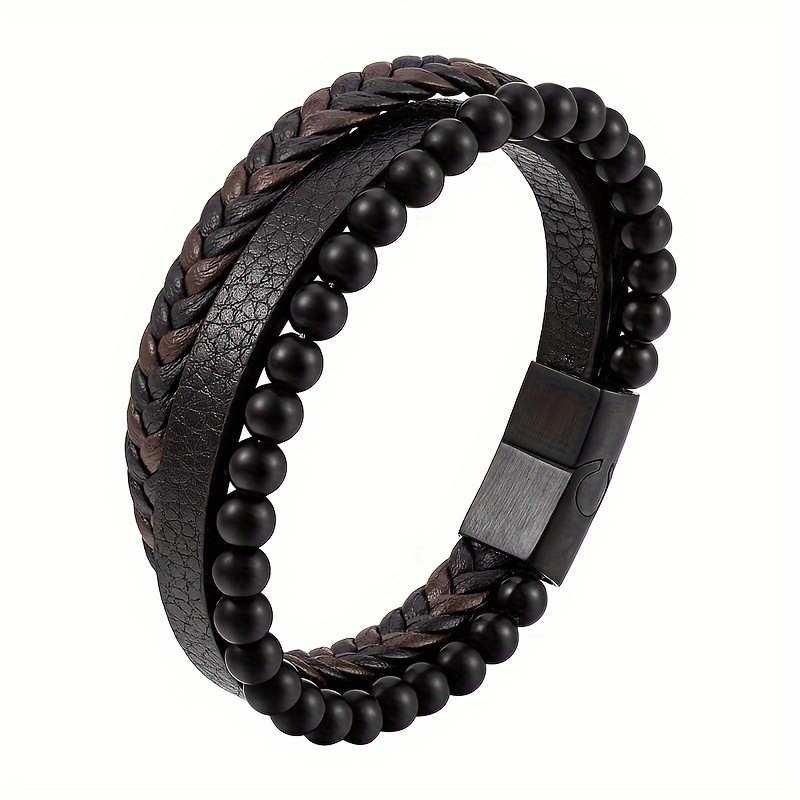 E-shop Europäischer und modischer Stil, Hand-Retro Kunstleder Armreif, Modischer kreativer Armreif, Mehrschichtiger Armreif, Kunstleder Schmuck