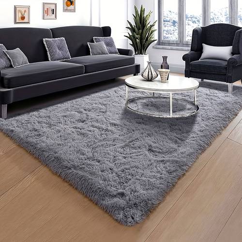 1pc luxurious fluffy area rug soft plush polyester carpet for living room bedroom study makeup room non slip style home decor bedroom living room holiday decoration