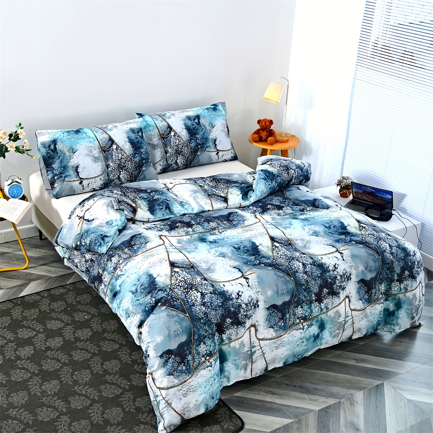 

3pcs Creative Graphic Print Bedding Quilt Cover Set, Soft And Comfortable, Suitable For Bedroom, Guest Room (one Quilt Cover + 2 Pillow Cases, No Core)