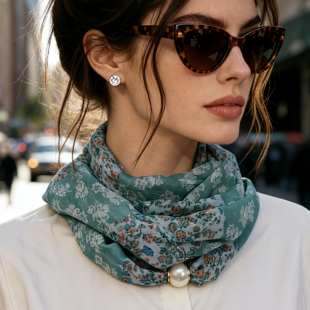 TEMU Watercolor Plant Flower Leaf Scarf, Breathable Thin Printed Small Square Towel, Gentle Women's Decorative Neck Scarf Headscarf Lightweight Soft