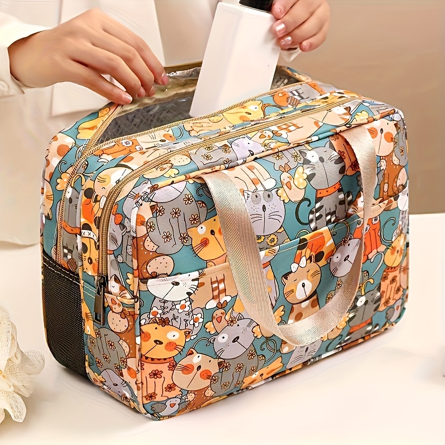 Image of New Large Capacity Cartoon Travel Cosmetic Bag With Wet And Dry Function - Portable Pu Cosmetics Storage Box, , Travel Storage Bag, Underwear Bra Storage Bag, Suitable For Traveling, , Flying, Etc