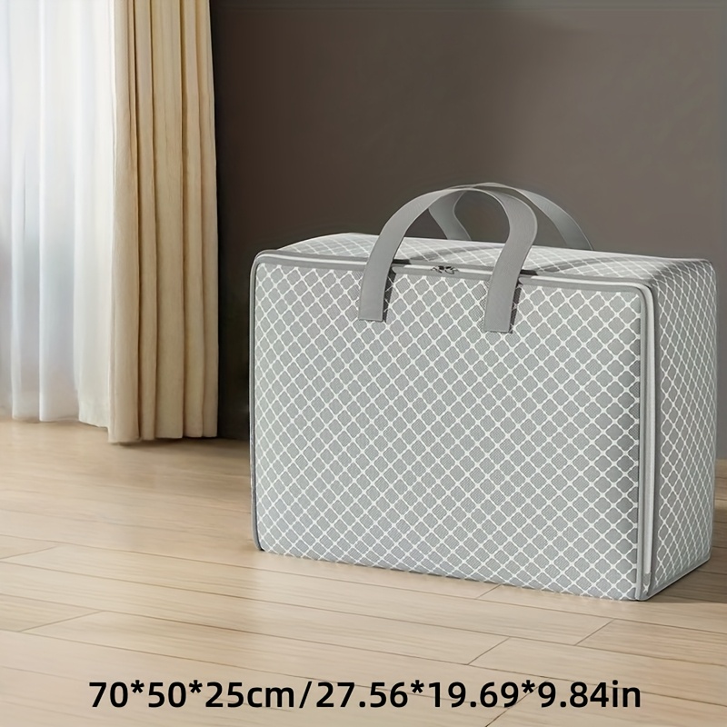 TEMU 1pc Large Capacity Foldable Moving Bag For Clothes, Blankets & Travel Storage - Portable Organizer With Handles