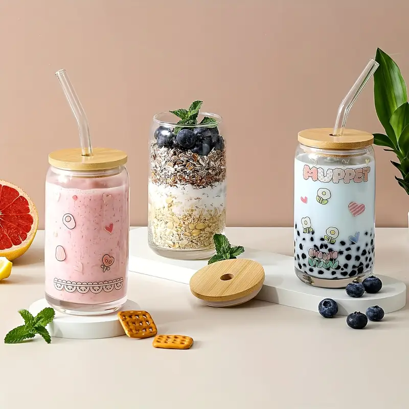 4 6 8 18 6oz 550ml cups cute cups suitable for bubble tea ideal gift suitable for weddings parties halloween christmas gifts coffee cup sets gift cups gifts party glass cups Product details 2