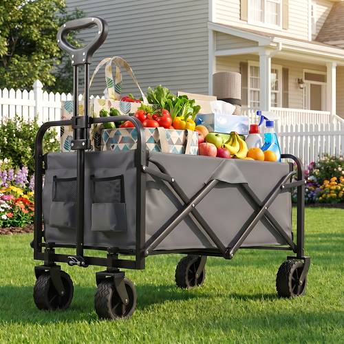 folding wagon cart collapsible garden wagon with all terrain wheels heavy duty folding utility cart multifunctional collapsible wagon for camping beach gardening