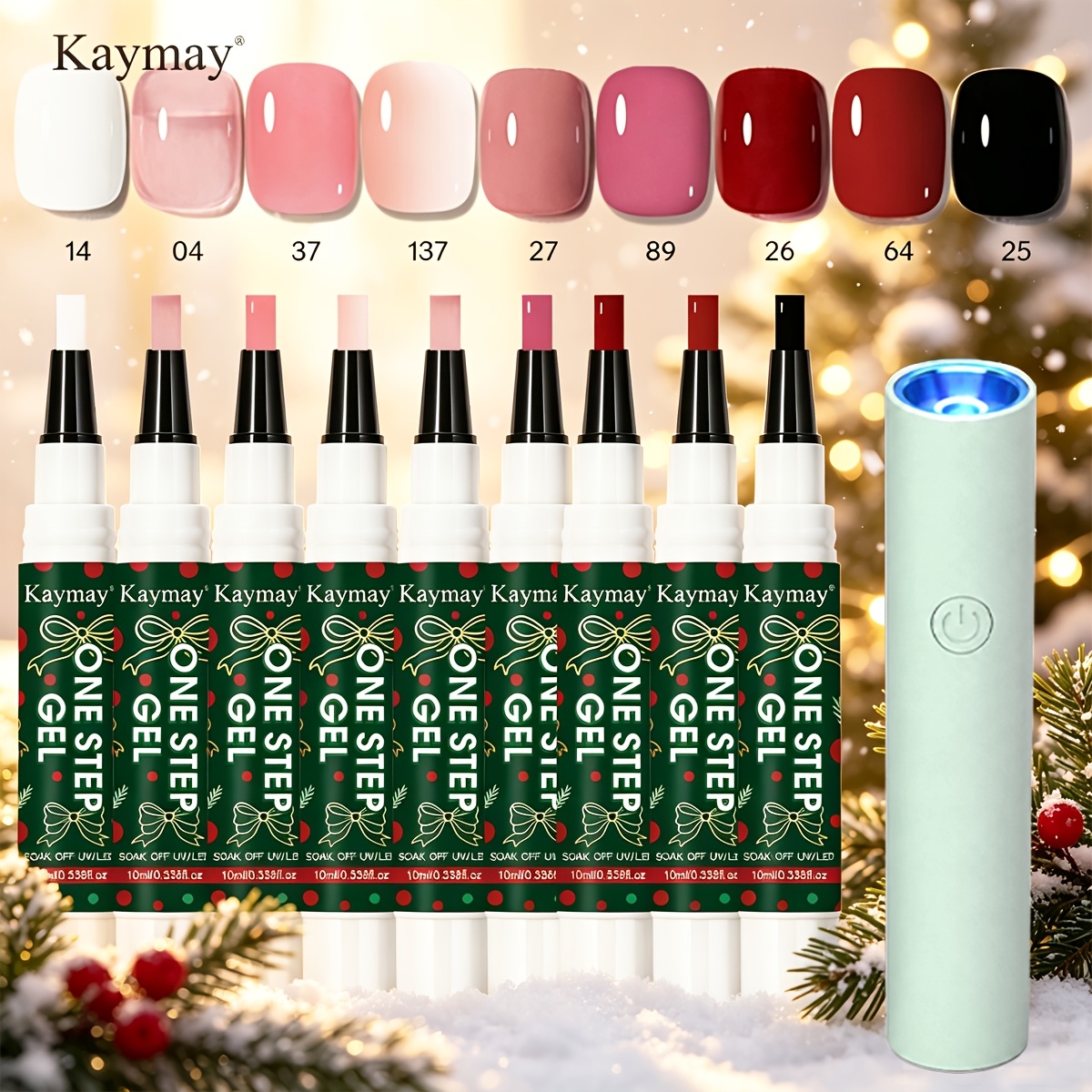 10pcs Gel Nail Pen Set, 3in 1 Base Color -one Nail Gel Pens, Led Quick Dry Soak Off Gel Polish, Christmas Thanksgiving Holiday Gift With Mini Portable Nail Lamp For Beginner Diy Home Manicure Salon