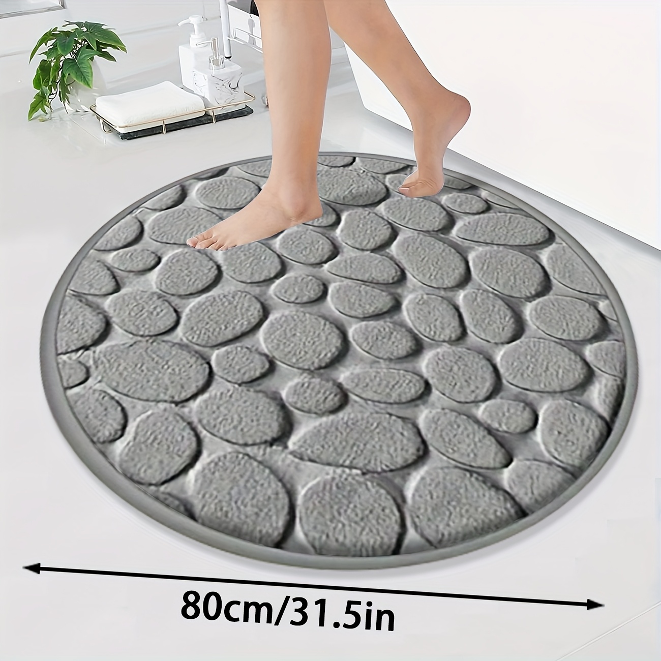 Image of Round Absorbent Door Mat For Bathroom, Bathtub Mat, Bedroom Carpet, Room Mat, Bathroom Non-slip Mat, Washable Carpet, Carpet Mat For Bedroom, Outdoor Entrance Mat, Bathroom Additions