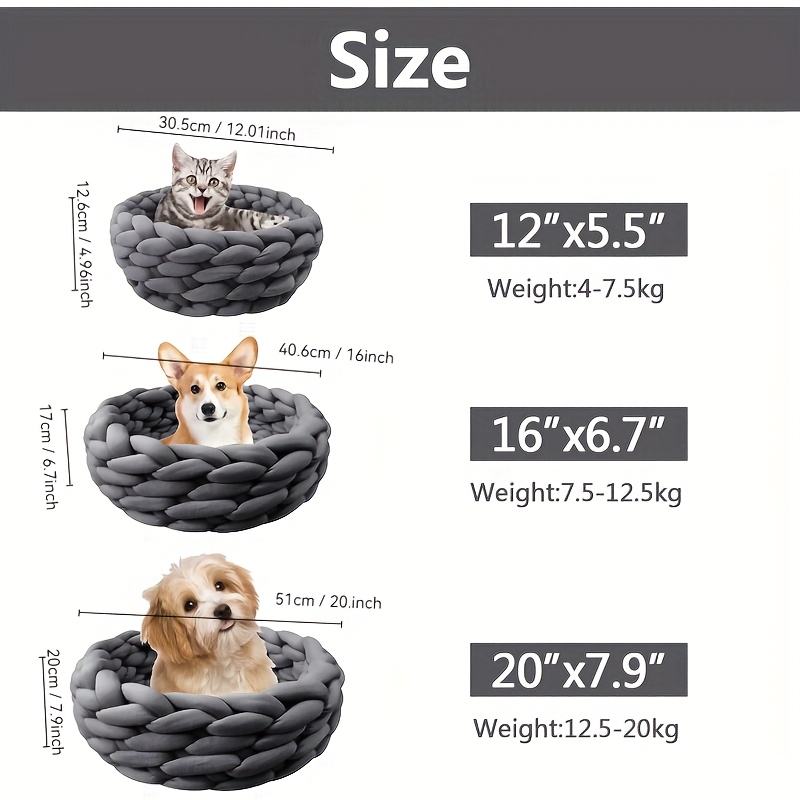 1pc     cat cave bed knitted round pet bed cute bohemian style warm woven nest suitable for puppies and cats Product details 8