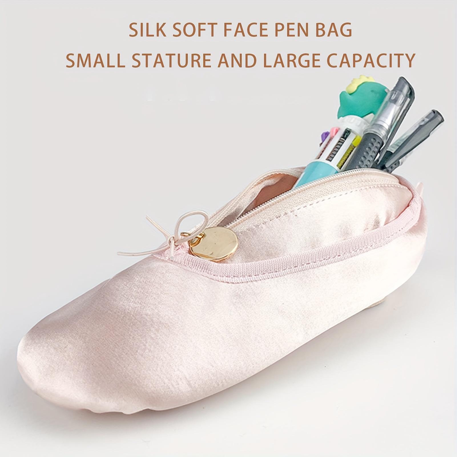 

Ballet-inspired Pencil Case - Creative Pointed Toe Shoe Design Makeup Bag For Lipstick & Eyeliner Storage, Durable Polyester
