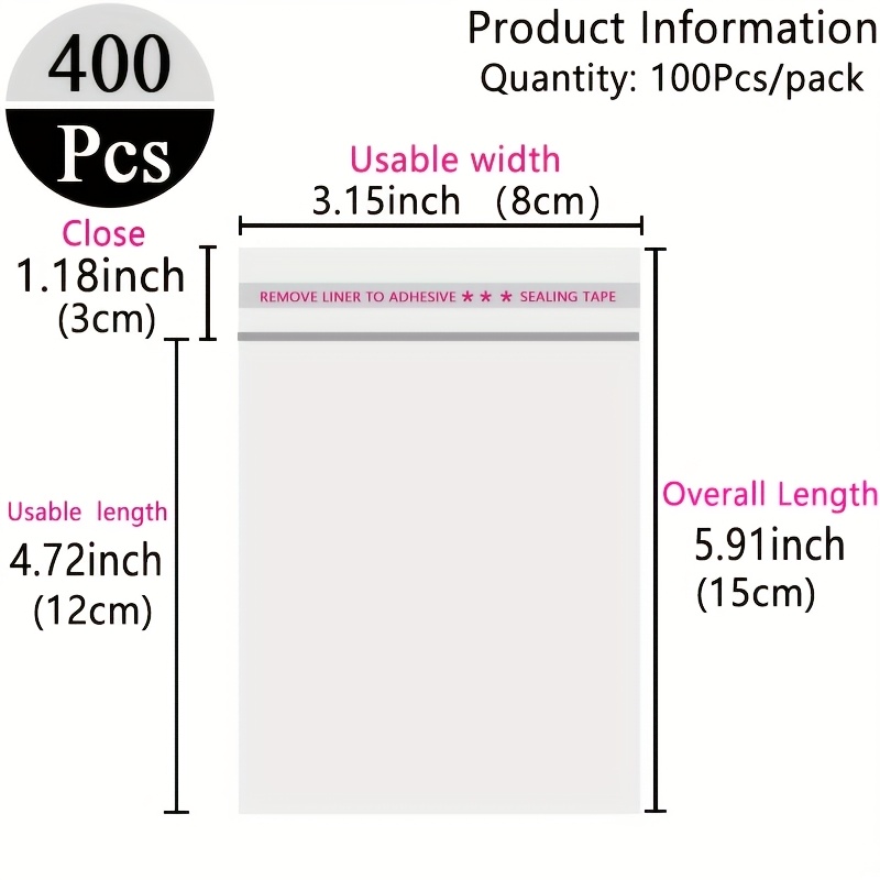 TEMU Gift For Her/him 400 Transparent Plastic Bags, Opp Self-sealing Clear Plastic Bags With Laminated Seal Cellophane Bags, Double Layer Thickness
