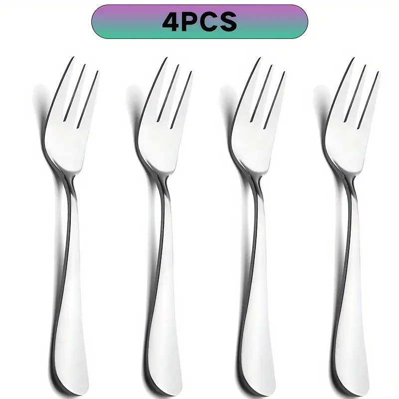 2 4pcs stainless steel small appetizer fork small dessert fork set cutlery set 5 5 inch polished dishwasher safe durable cutlery salad dessert espresso cutlery Product details 1