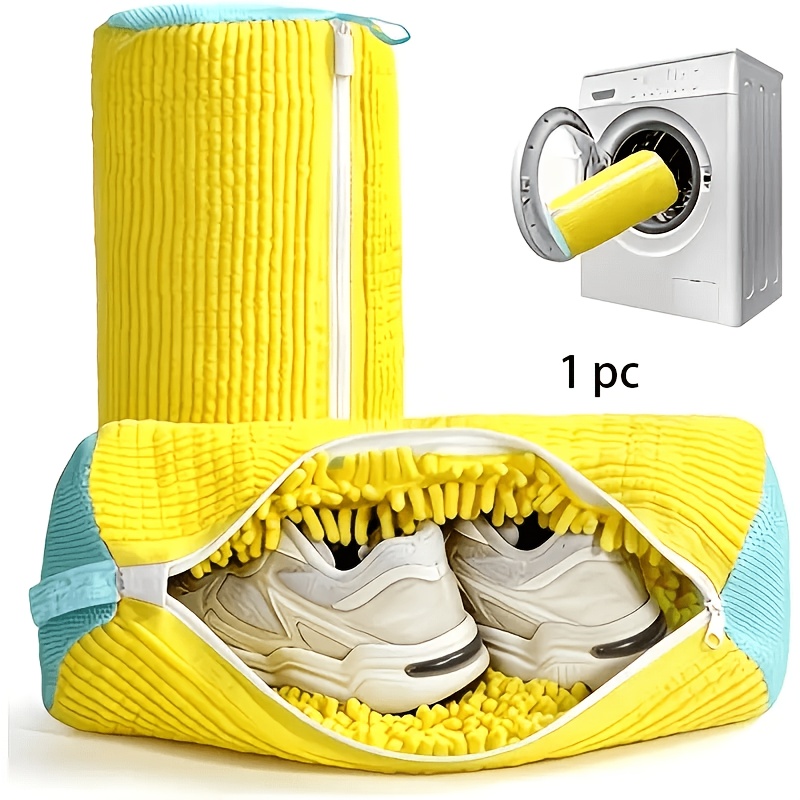 TEMU 1pc/2pcs Sac de lavage pour chaussures de machine à laver, Fibre moelleuse pour un nettoyage complet à 360°, Sac de lavage réutilisable à