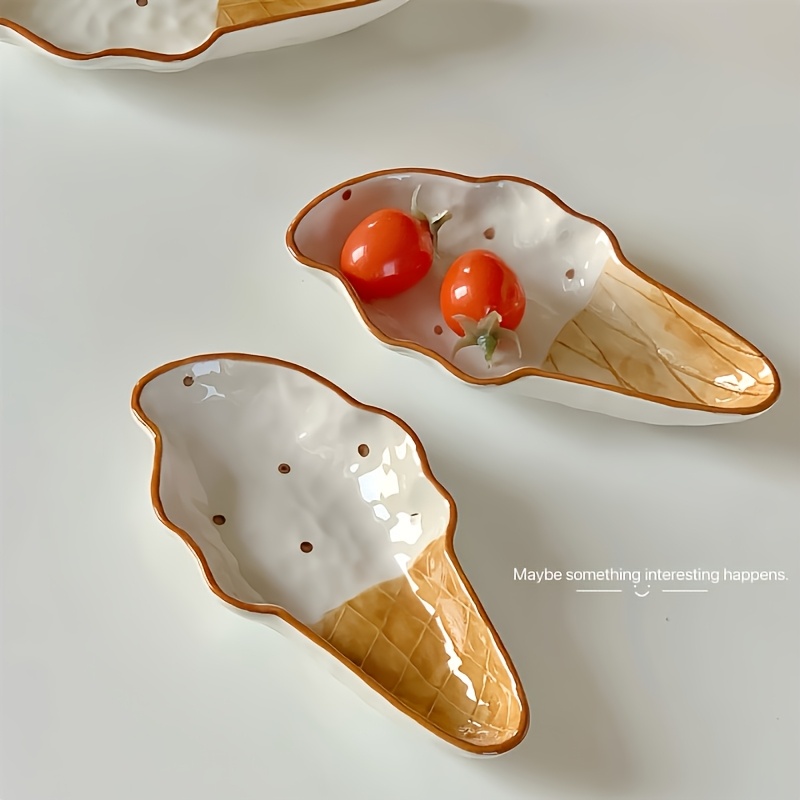 2pcs ice cream shaped plates cute seasoning plates ceramic snack dessert plates chopstick holders sushi soy sauce plates sauce plates suitable for appetizer plates   fathers day halloween christmas new year creative tableware Product details 3