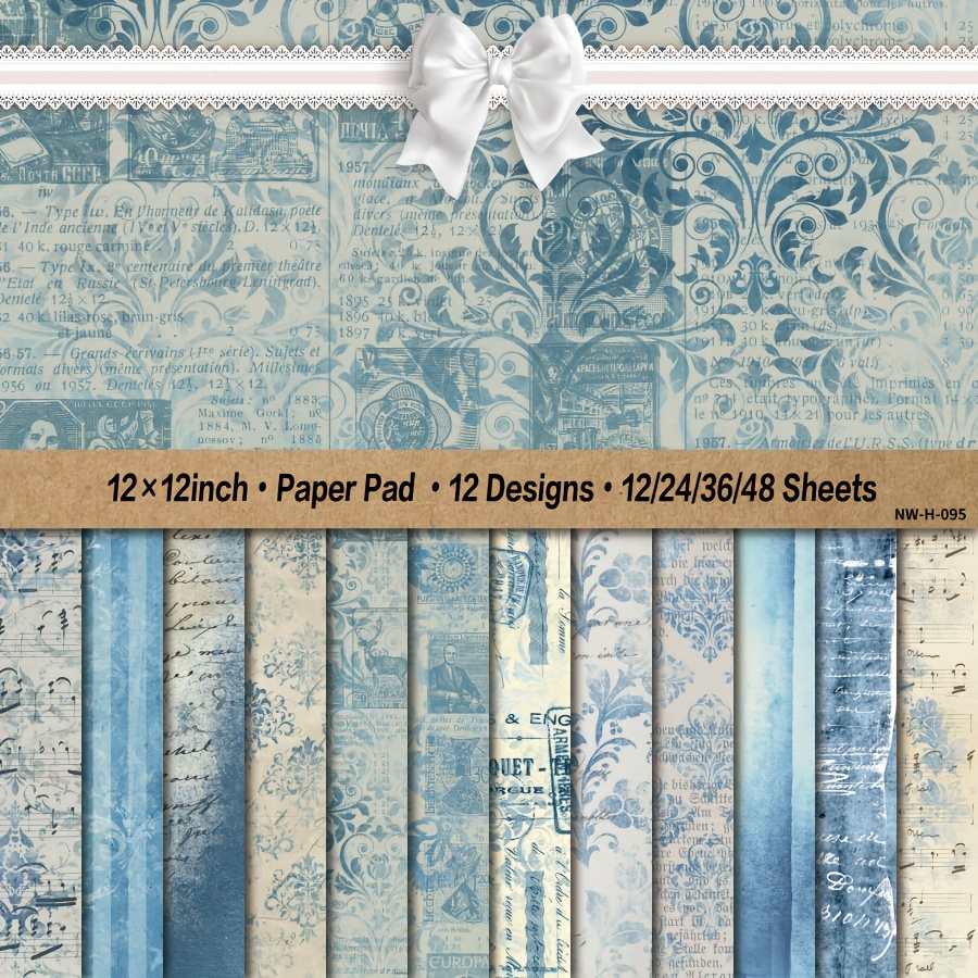 

12x12 Inch Paper Pad - 12/24/36/48 Sheets, Floral Retro Printing, Art Craft Pattern Paper, Diy Decorative Background Card Making Supplies, Vintage Design Cardstock For Scrapbooking And Crafting