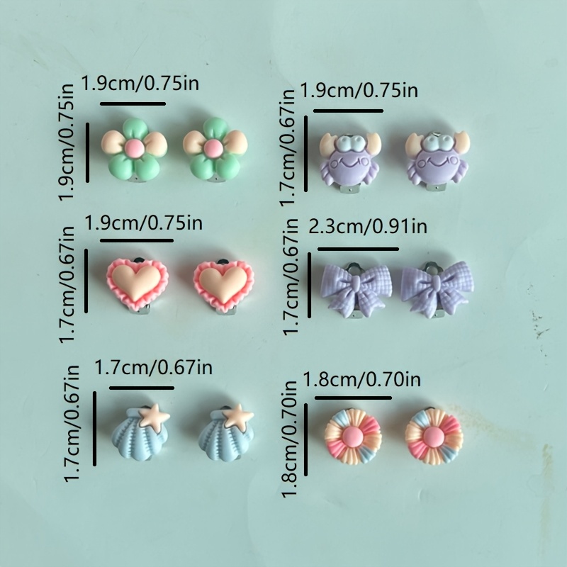TEMU 12pcs Painless Ear Clips Transparent Frosted No-piercing Cartoon Princess Little Girl Cute Flowers Stars Ear Jewelry Birthday Gift Daily Wear