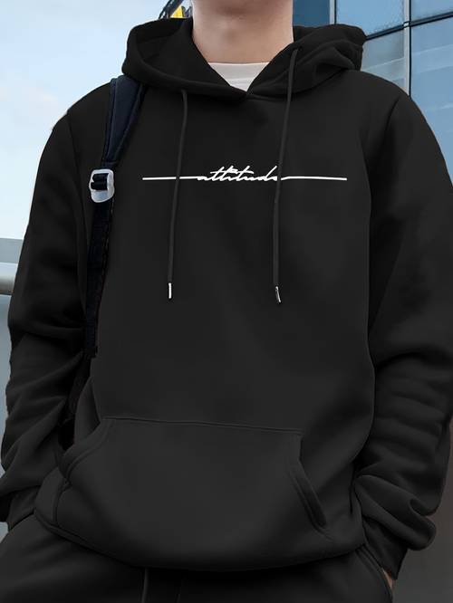 mens casual geometric print hoodie with kangaroo pocket knit hooded sweatshirt breathable crew street style sweatfor daily wear casual