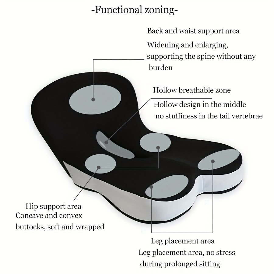 ergonomic office chair cushion with memory foam breathable fabric posture   lumbar support slow rebound pressure relief irregular   for home office chairs grey black posture   modern aesthetic slow rebound foam Product details 7