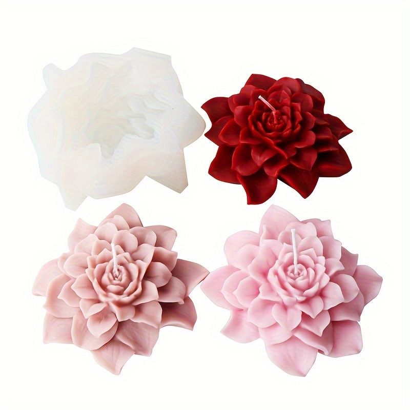 

Moule en Silicone Polyvalent pour Bougies, Chocolats & Artisanat en Résine - de Fleur Épanouie avec de & Rose - pour la Décoration de