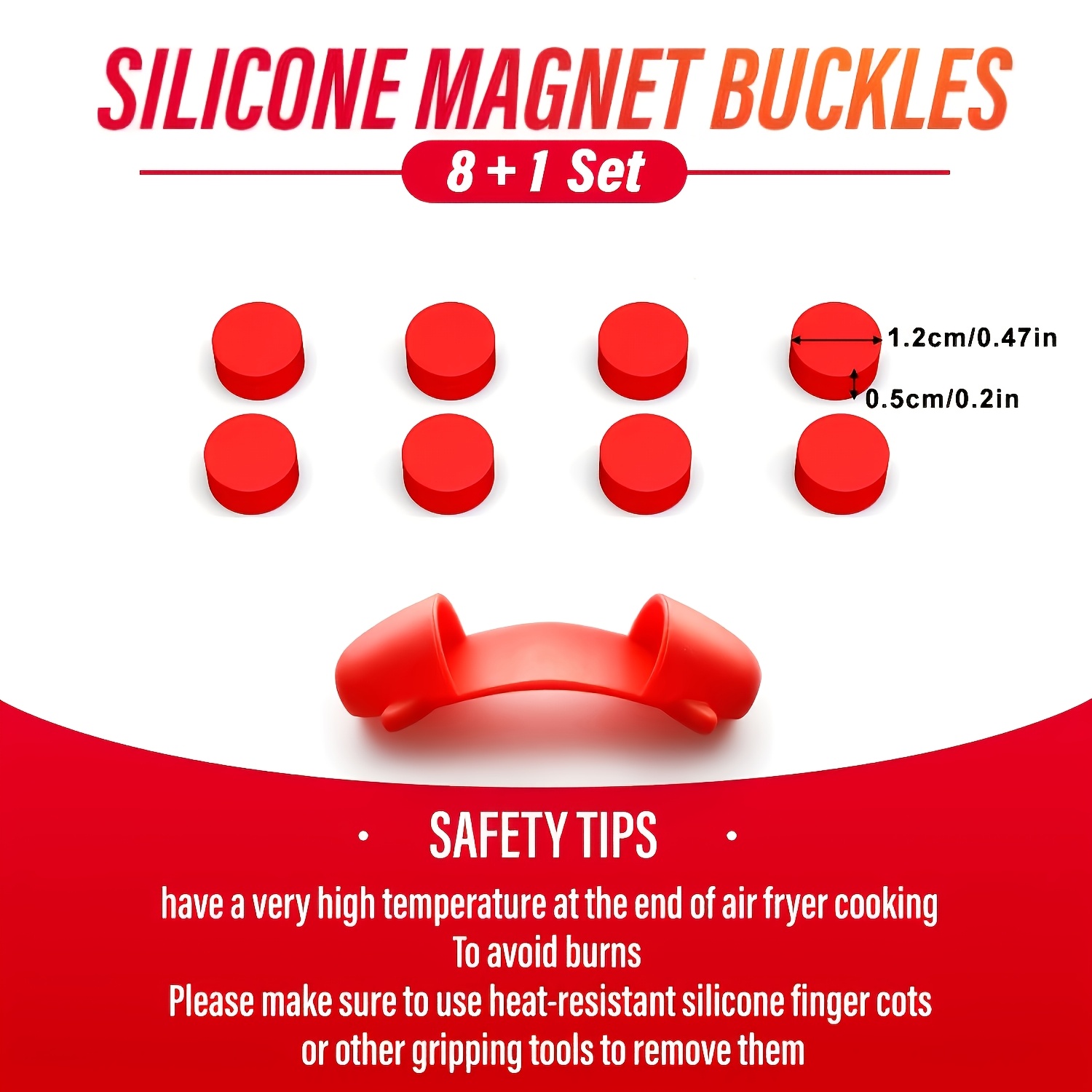 TEMU 9pcs Set Of Air Fryer Baking Paper Fixing Clips, Red Silicone - Securing Clips, Parchment Paper Fixing Silicone Buckles, High-temperature