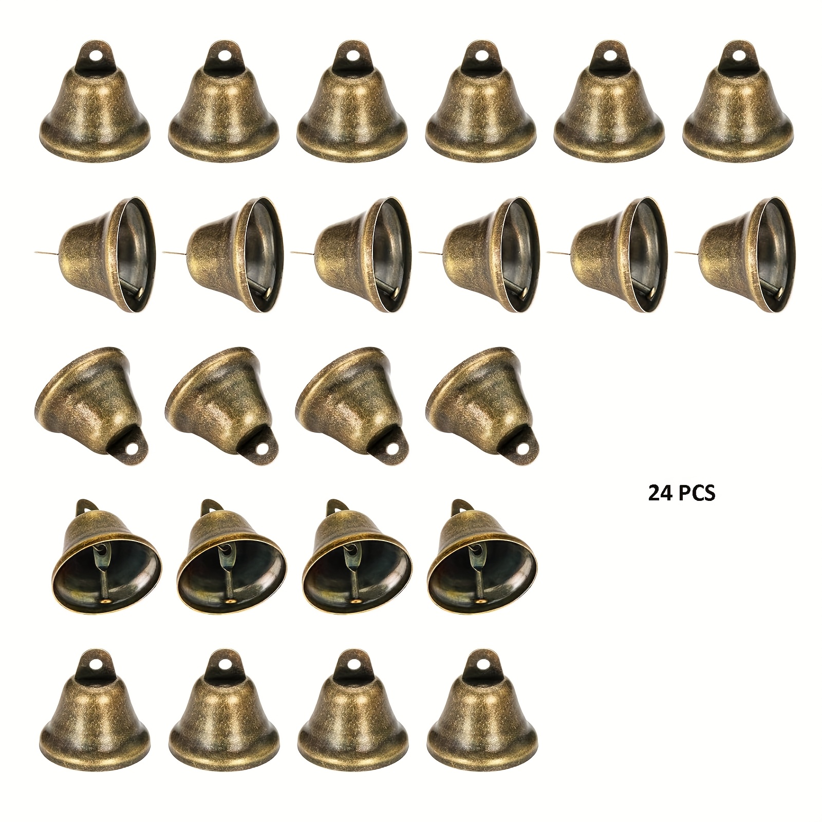 TEMU 24pcs 48pcs Craft Bells Jingle Bells Christmas Vintage Bells 38mm Small Bells For Wind Chimes Housebreaking Making Dog Potty Training Doorbell