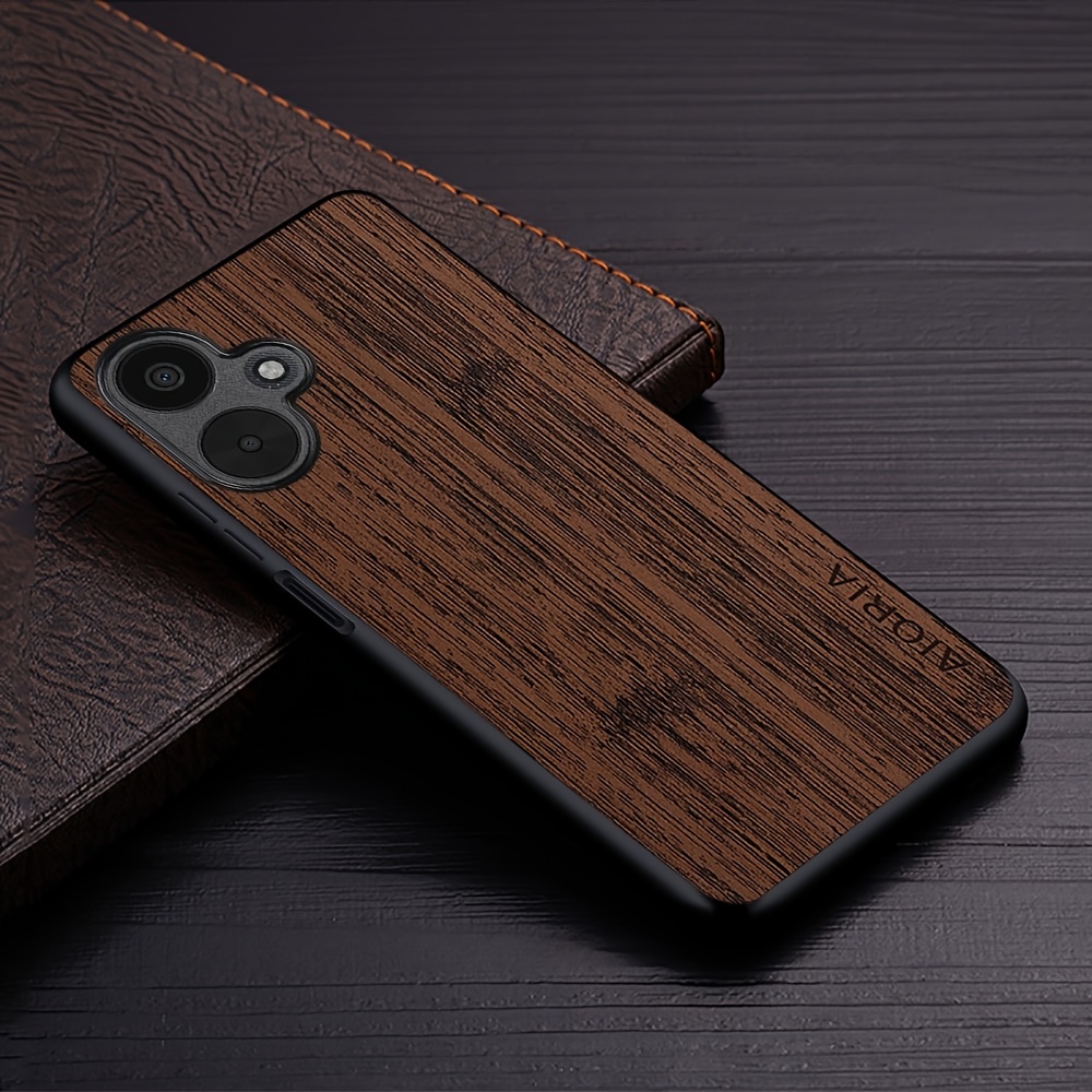 TEMU Phone Case - New Protective Cover For Redmi 13, 13c, 12, 12c, 5g, And 4g Featuring A Bamboo Wood Design In Faux Leather, Designed To Prevent