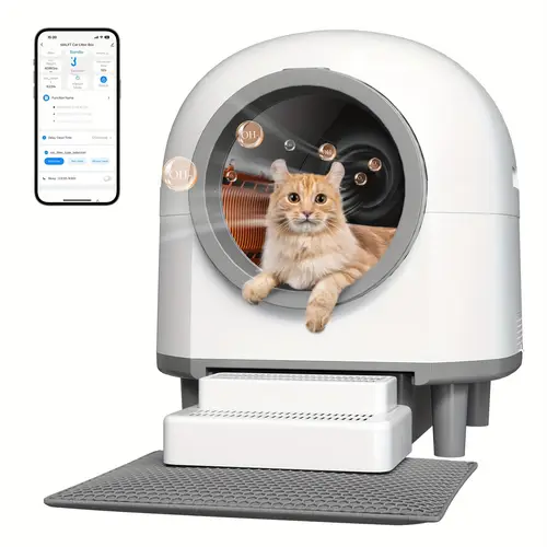 self cleaning cat litter box extra large automatic litter box for multiple cats with mat waste disposal with app control ambient light without battery