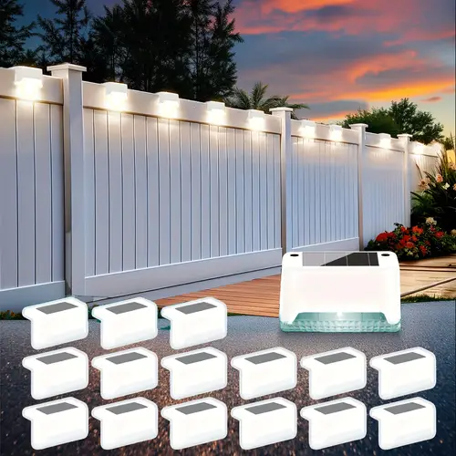 16pcs solar outdoor step lights solar fence lights outdoor table lamps solar deck lights solar ground mounted lights solar fence staircase lighting ip44 for fences steps gardens decks and