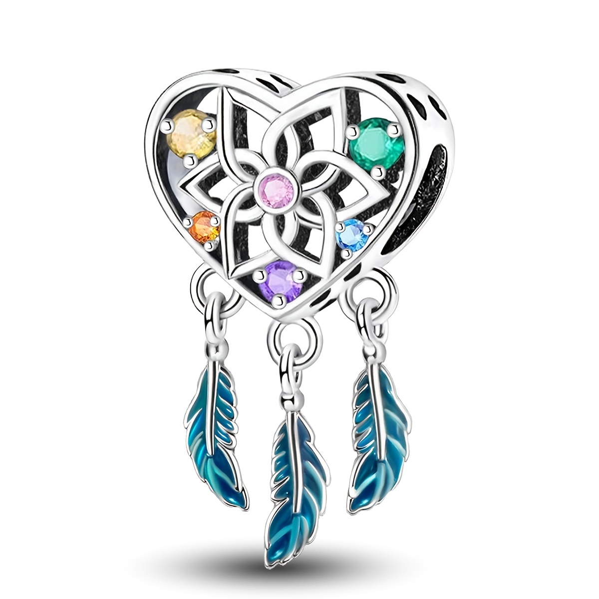 Image of 1pc Lotus Pendant | 925 Silver Plated, Suitable For Original Bracelets, Necklaces, Jewelry Making, Ideal For Birthday, Valentine's Day, Mother's Day Gifts For Women