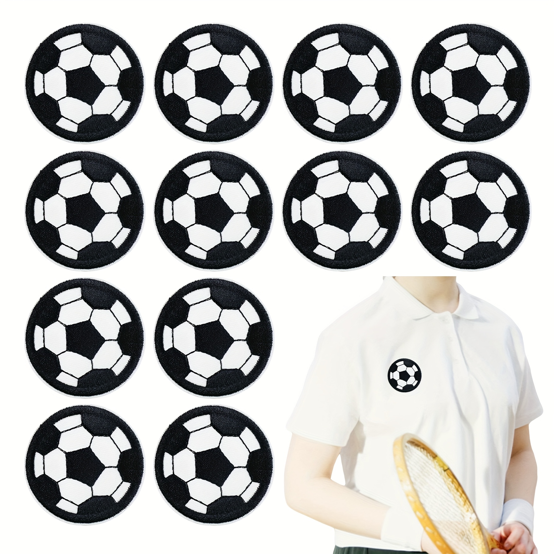 Image of 12pcs Football Embroidered Patches, Suitable For Men And Women's Denim Clothing, Shoes, Hats, And Packaging Decor