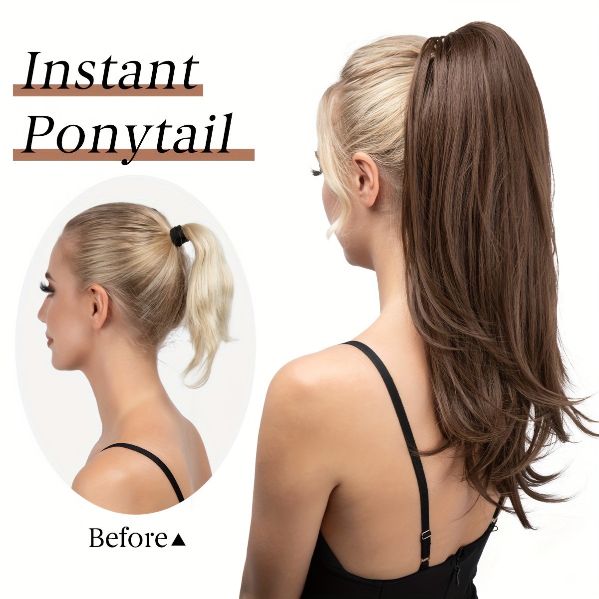 womens elegant clip in ponytail extension 18 inch multi style synthetic hairpiece versatile small pony accessory details 4