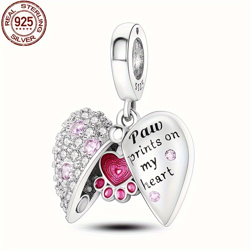 

1pc 925 Sterling Silver Heart Shaped Cat Paw Print Magnetic Pendant For Jewelry Making Silver Gram Weighs 4 Grams