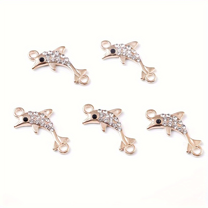 5pcs Diy Alloy Ocean Animal Dolphin Pattern Pendant Set For Earrings, Bracelets, And Accessories