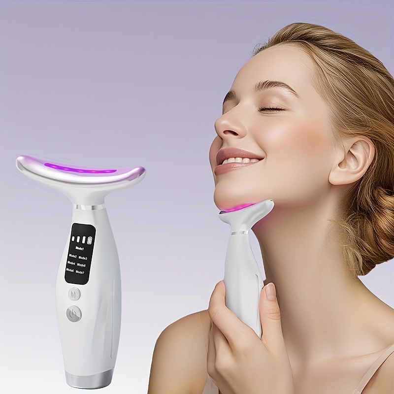 7 in 1 led electronic facial massager beauty neck device