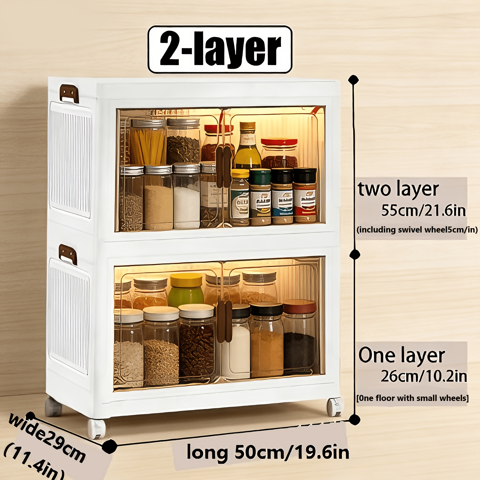 45/50Cm Oversized Folding Storage Cabinets with Wheels And LIDS - Foldable And Stackable Plastic Bins, Storage Cabinets for Household Storage And Organizing Appliances, Folding Storage Bins for Closets, Bedrooms, Kitchens, Office Storage