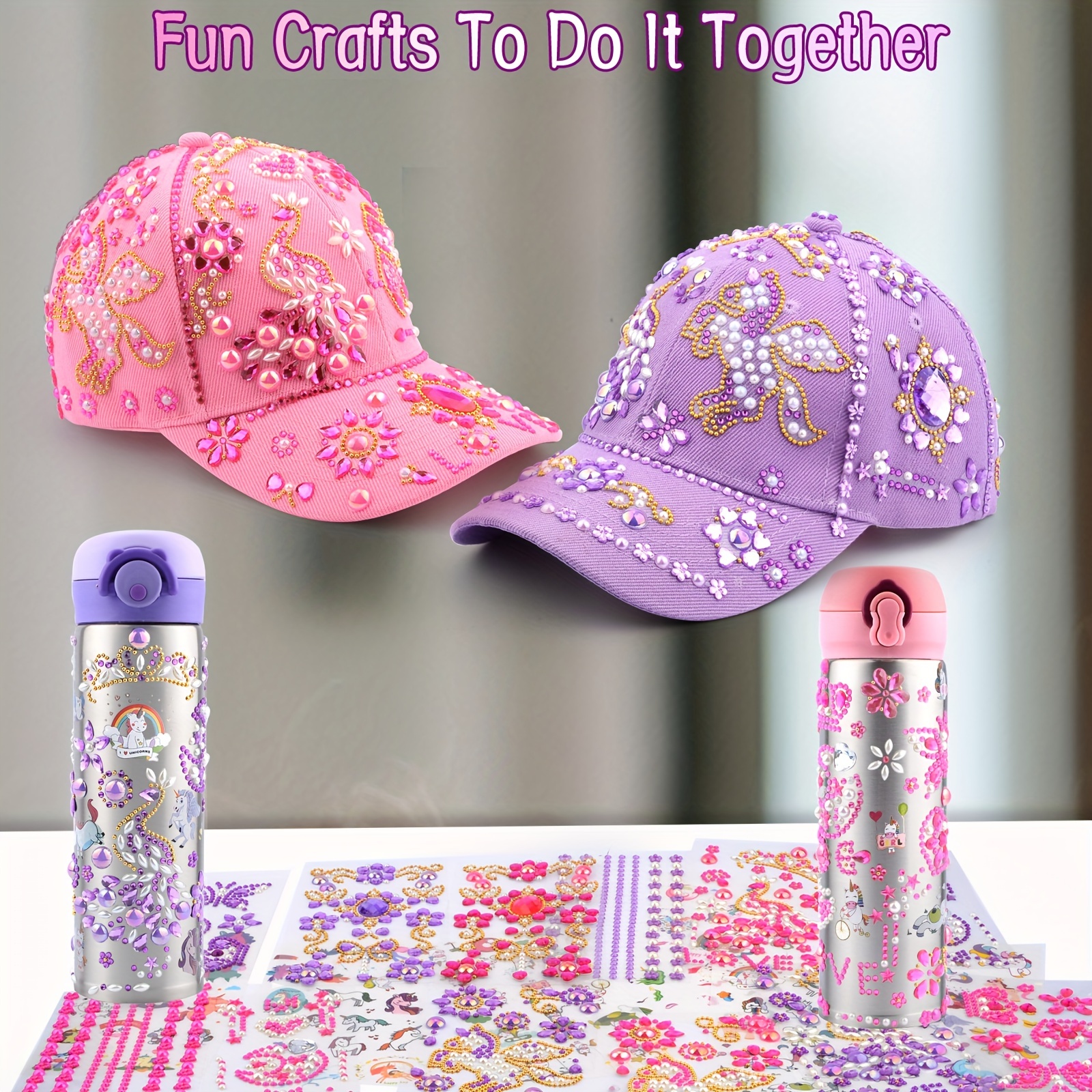 Gifts for Old, Easter Birthday Gifts Girl, Decorate Your Own Water  Bottle Baseball Cap with Unicorn Stickers, Unicorn Wa