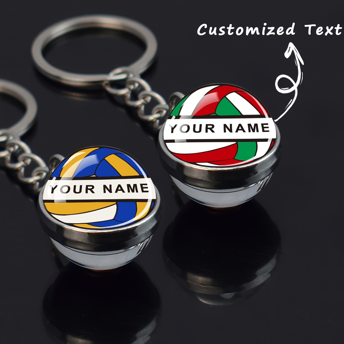 

Personalized Volleyball Keychain, Engraved Pendant, Zinc Alloy Keyring, Double- Volleyball Fan Commemorative Jewelry