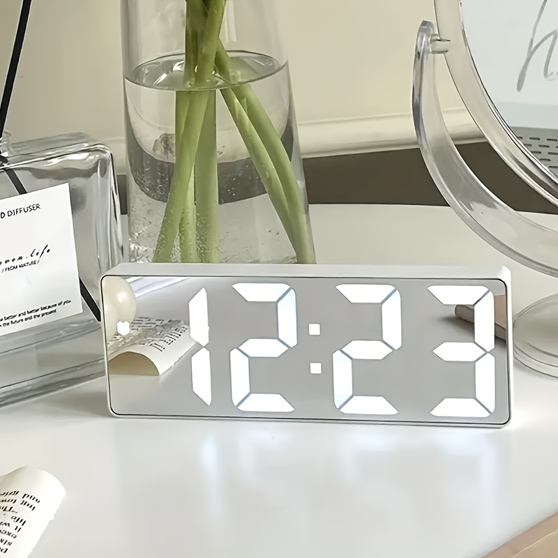 

1pc Led Digital Alarm Clock With Date Display, Usb Powered, Square Night Light, , Wireless Charging, Plastic, For Bedroom & Office Decor, ≤36v