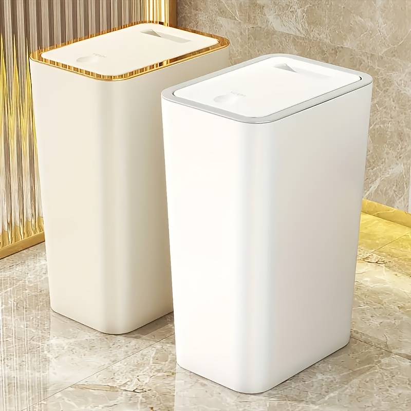 

1pc Of Anti Odor Pvc Garbage Bin With Lid - Square Design, Suitable For In Bedrooms, Kitchens, Living Rooms, And Public