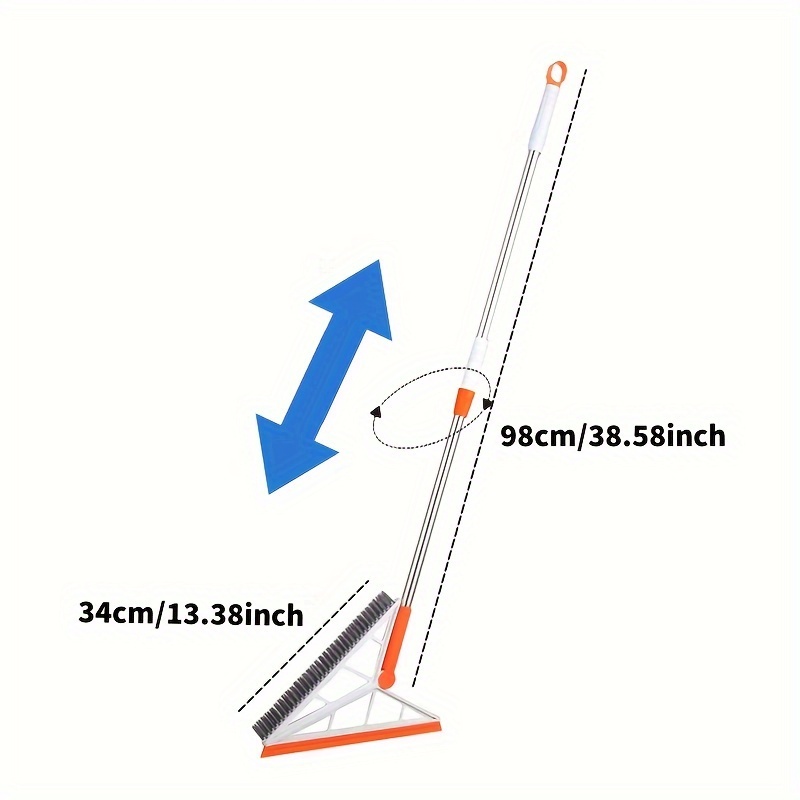 1pc retractable adjustable handle broom brush broom function 2 in 1 toilet bathroom wiper silicone ground cleaning floor wiper household cleaning too home essential details 2