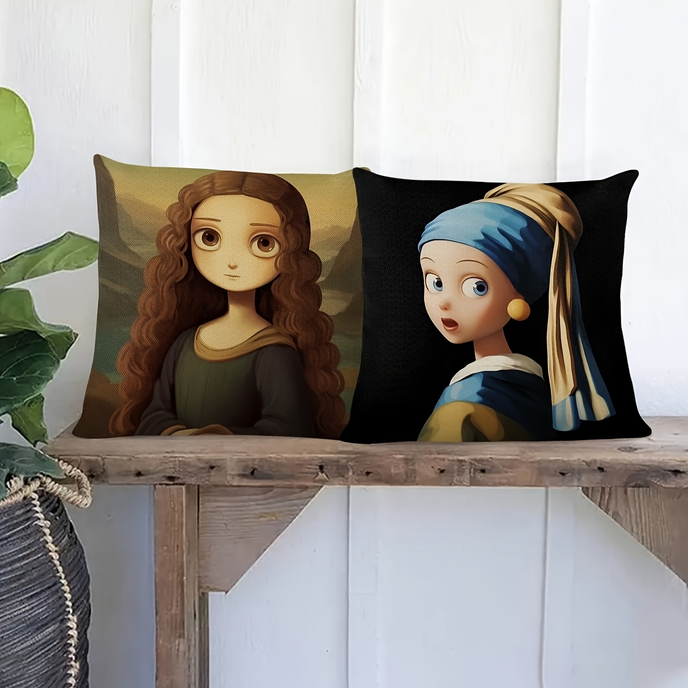 TEMU Set federe per cuscini in stile pittura a olio , decorazioni moderne, cuscino con misurazione di 17.72X17.72 pollici, stampa su un , morbide ed