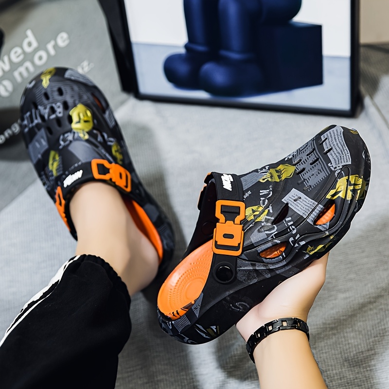 Image of Men's Fashion Thick-sole Eva Shoes, - Slip-on, Breathable Clogs With Soft Insole, Suitable For , Thick-sole Shoes