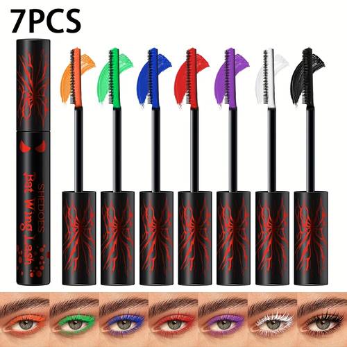 7pcs halloween 7 color masca masca long lasting waterproof curling blue green black music festivals halloween and stage performances waterproof and sweatproof special occasions party makeup