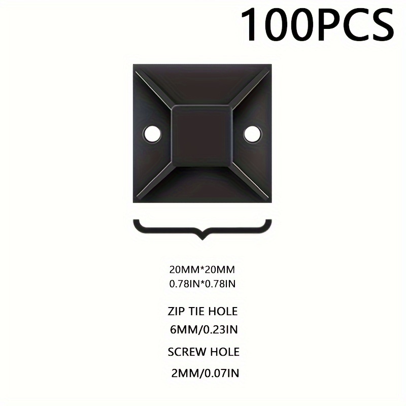 100 Self-adhesive Cable Tie Mounts - Cable Management Clips And Wall Anchors For Secure Wire Fastening, Shipping Bundling, And Fixing