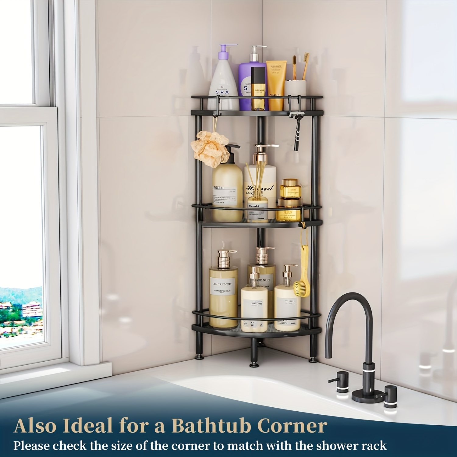 

Stainless Steel Corner Shower Stand: Rust-proof, Floor-standing, , Layered Shelf For Bathroom - Suitable For Christmas And Decorations