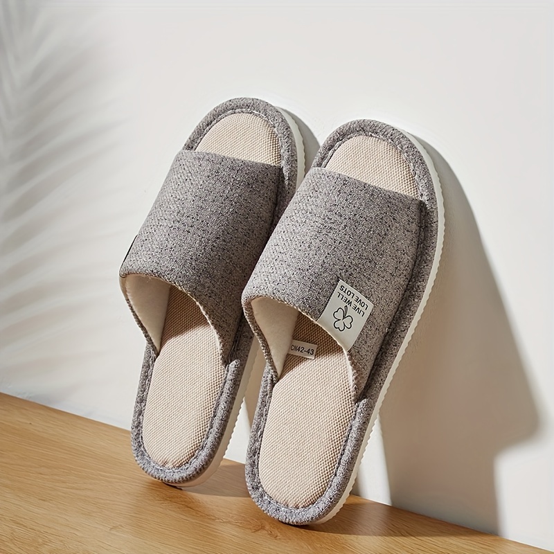 Image of Men's Home Slippers For Spring/summer, Indoor House Slippers With , Comfortable And Stylish For Bedroom Floors, Unisex Open-toe Breathable Slippers For Wear
