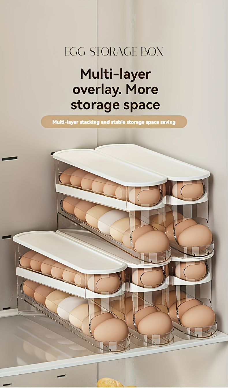 ultimate Automatic Egg Carton Compatible for Most Refrigerators - Multi-Tier Sliding Track Egg Storage Box with Auto-Rolling Eggs, Transparent View Door - Space-Saving Fridge, Hygienic Egg Holder (Ideal for Kitchen) 10 Automatic Egg Carton Compatible for Most Refrigerators - Multi-Tier Sliding Track Egg Storage Box with Auto-Rolling Eggs, Transparent View Door - Space-Saving Fridge, Hygienic Egg Holder (Ideal for Kitchen)